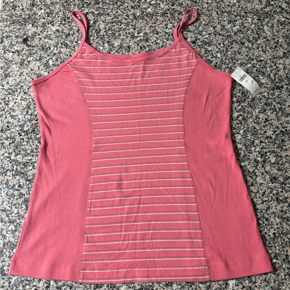 NWT Banana Republic pink striped paneled cotton cami size XL